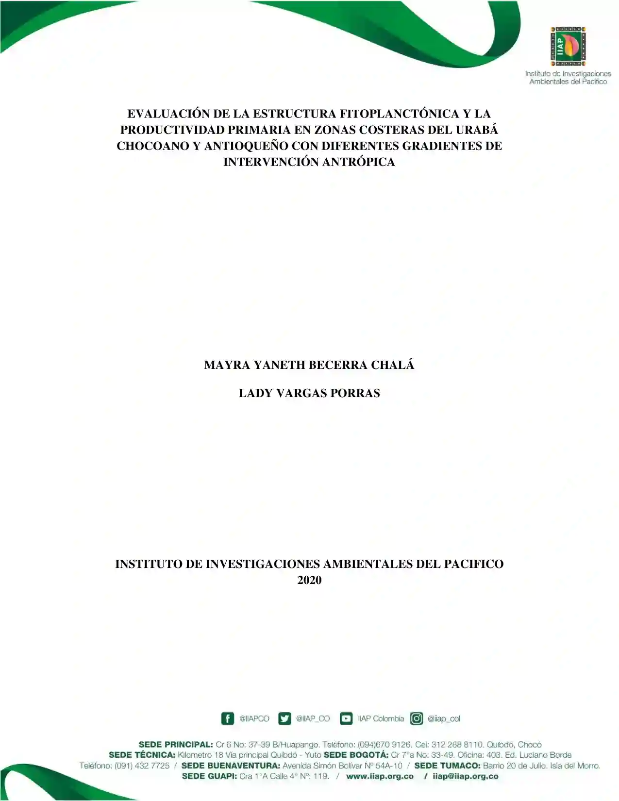 Portada Informe comparativo aguas costeras