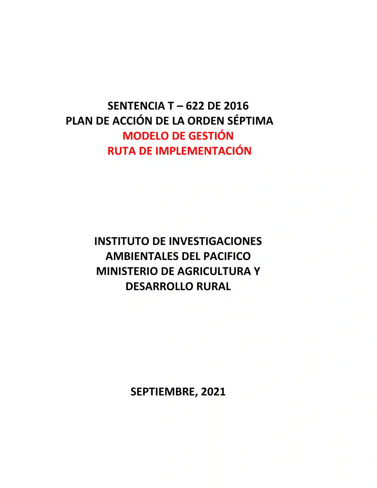 Portada Modelo de Gestión del Plan de Accion